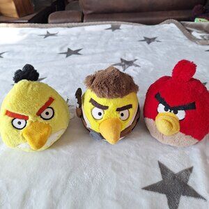 Angry Birds Lot Of 3 Red, Yellow, Star Wars 4" Plush 2010 Plush Toy No Sound
